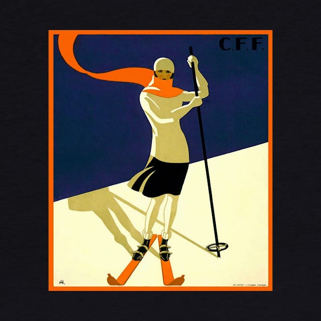 Vintage Swiss Alps Ski art by LittleBean